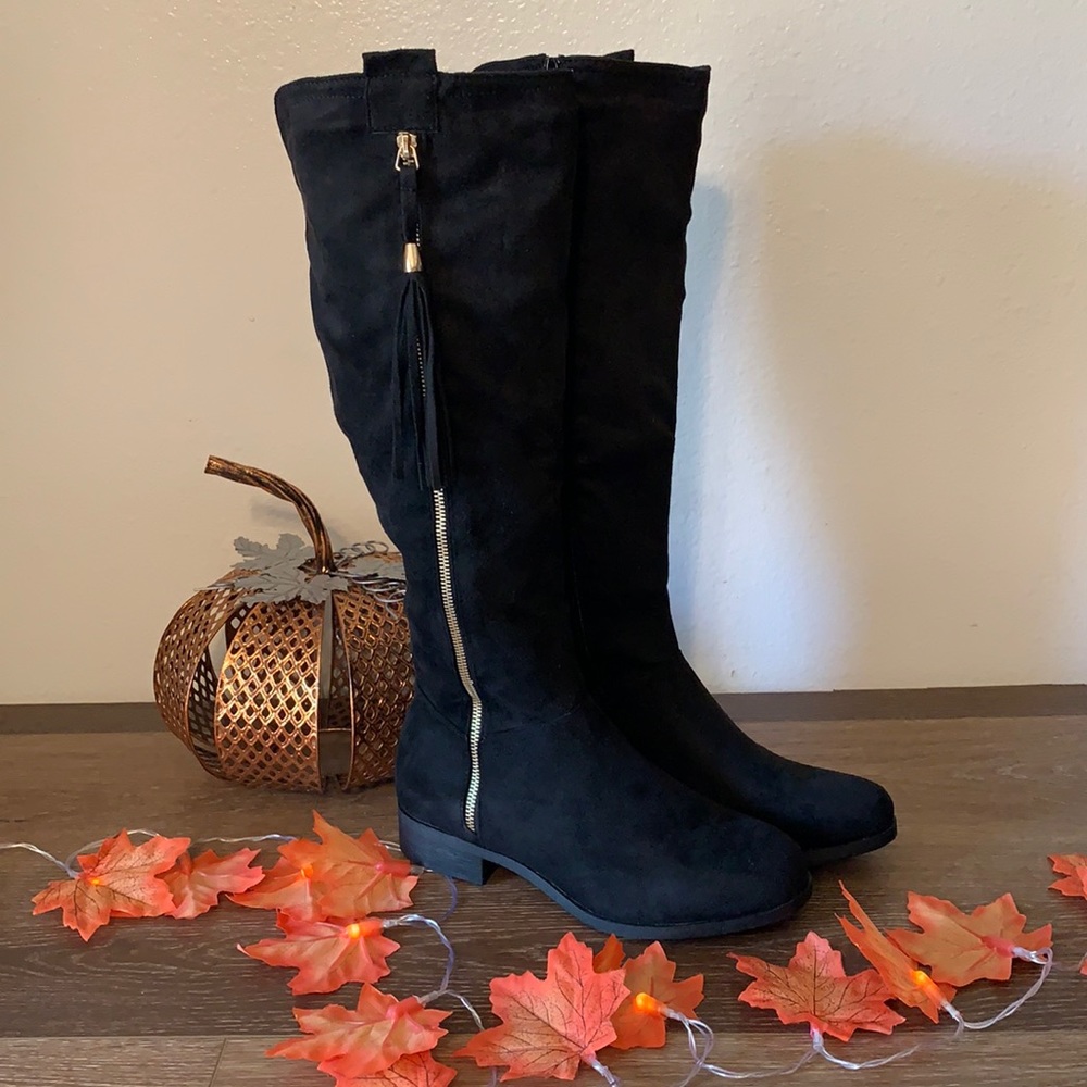 NEW BLACK UNDER THE KNEE WOMAN BOOTS